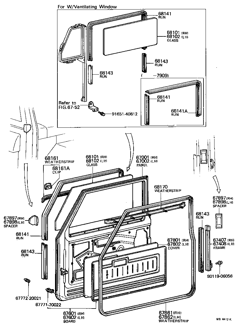 Panel de puerta delantera y vidrio