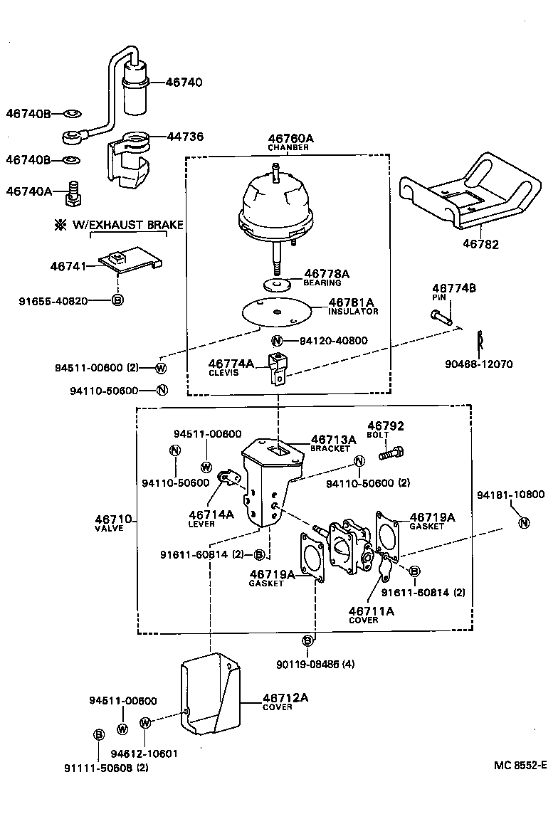 Exhaust Brake Assembly, Vacuum Cylinder