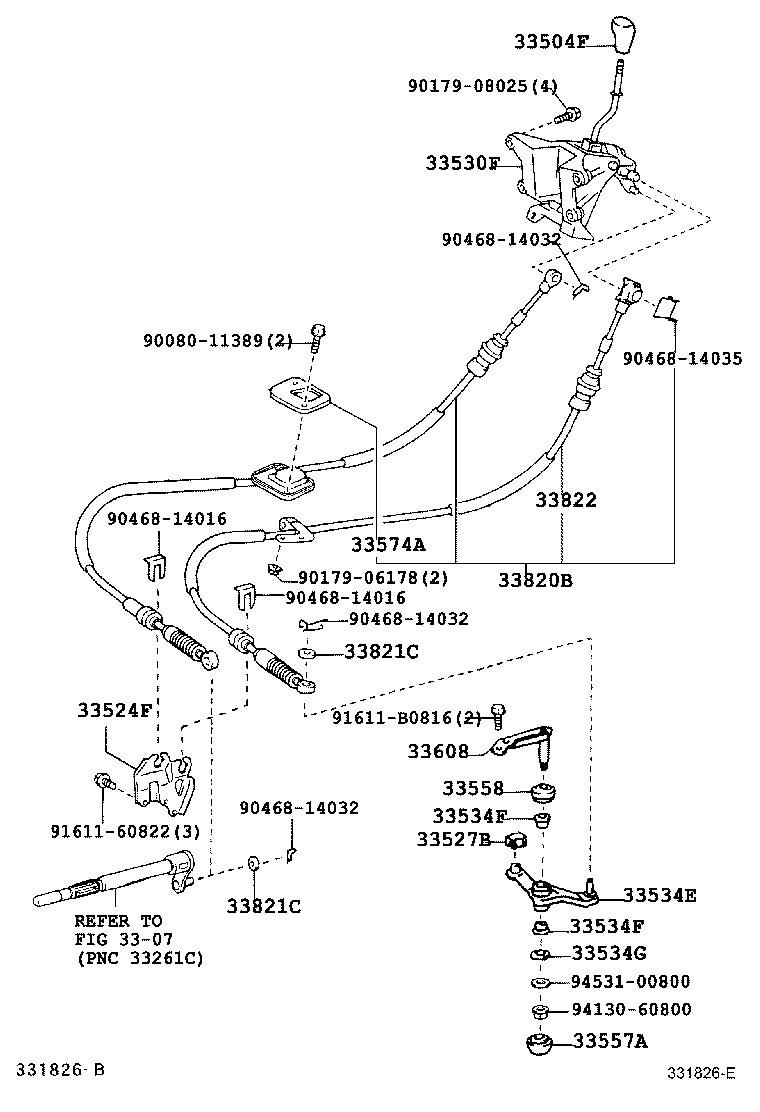 33822-01041 Cable Transmission Control Select (For Floor Shift