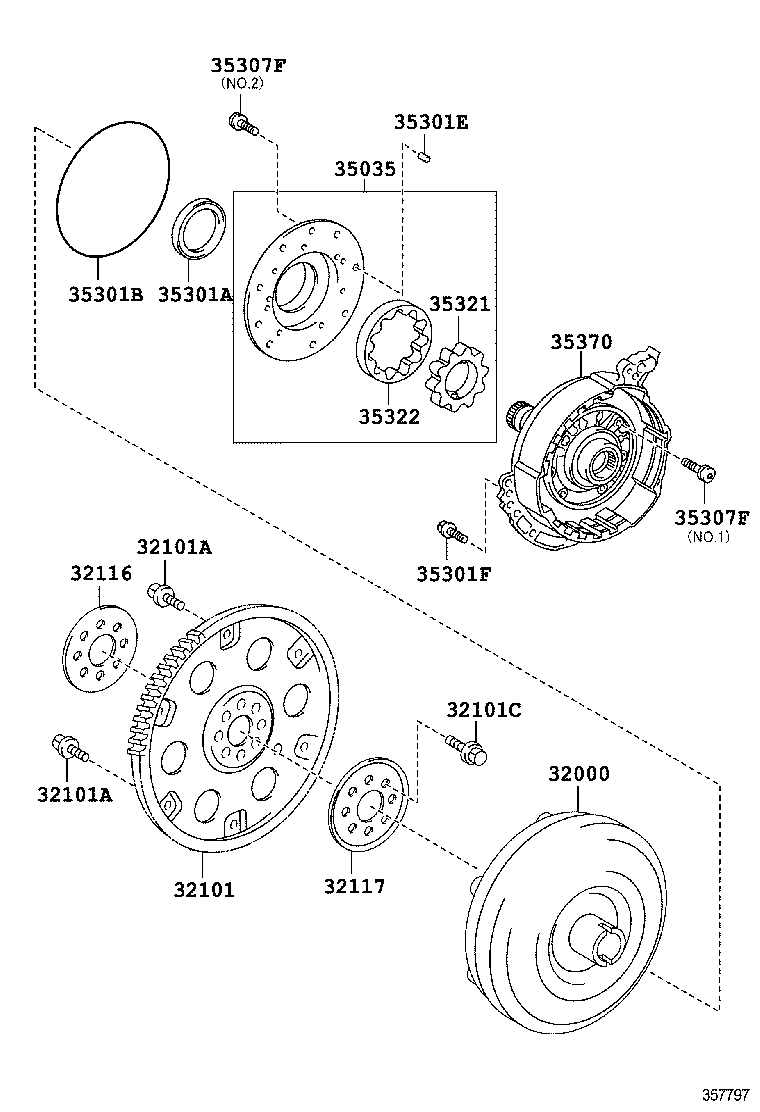 Torque Converter, Front Oil Pump & Chain