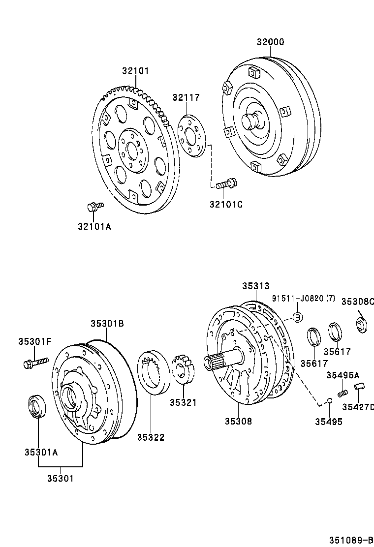 Torque Converter, Front Oil Pump & Chain