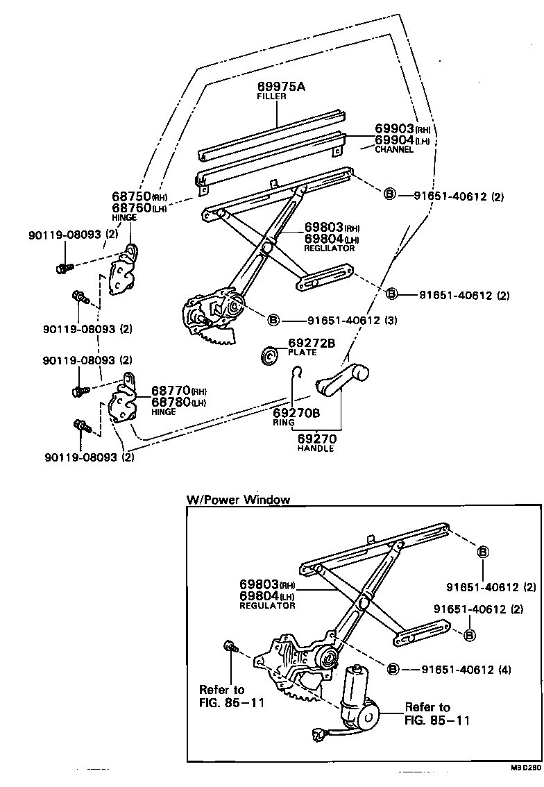 Rear Door Window Regulator Hinge