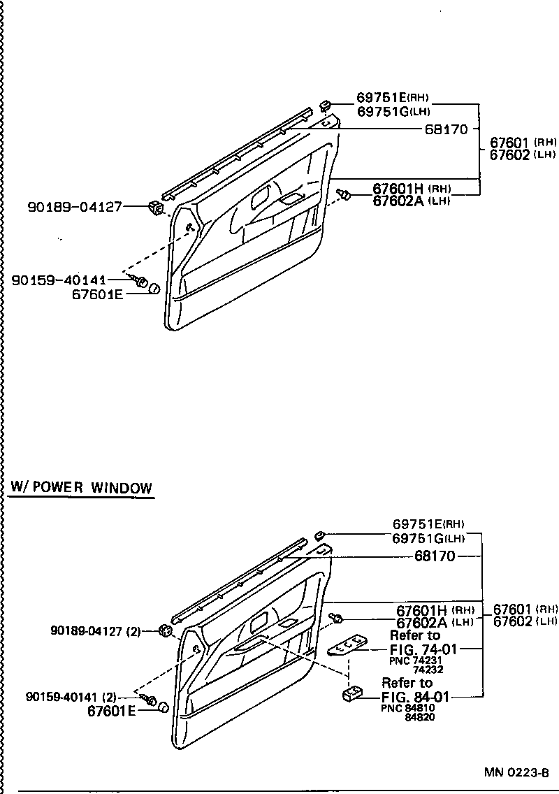Panel de puerta delantera y vidrio