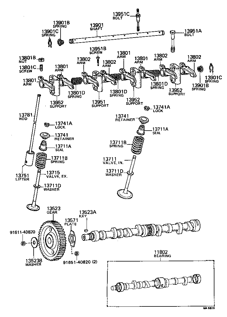 Árbol de levas y válvula