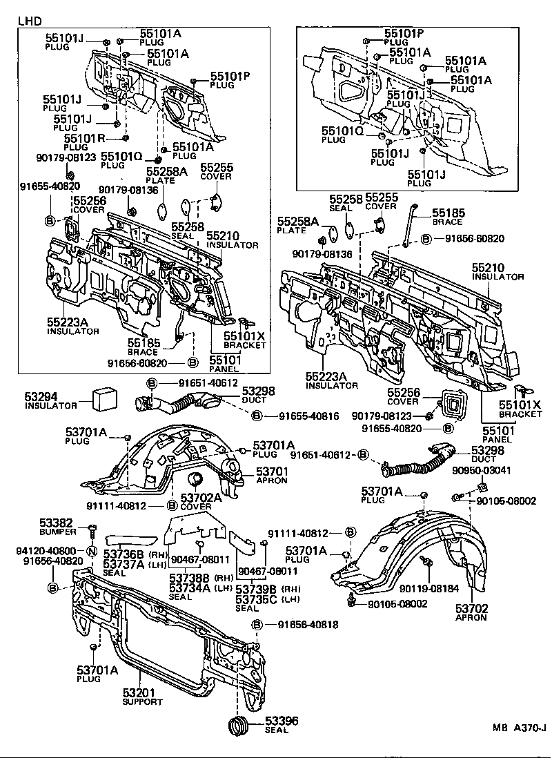 Front Fender Apron Dash Panel