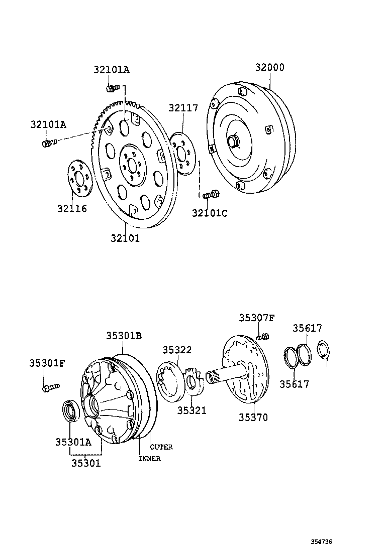 Torque Converter, Front Oil Pump & Chain