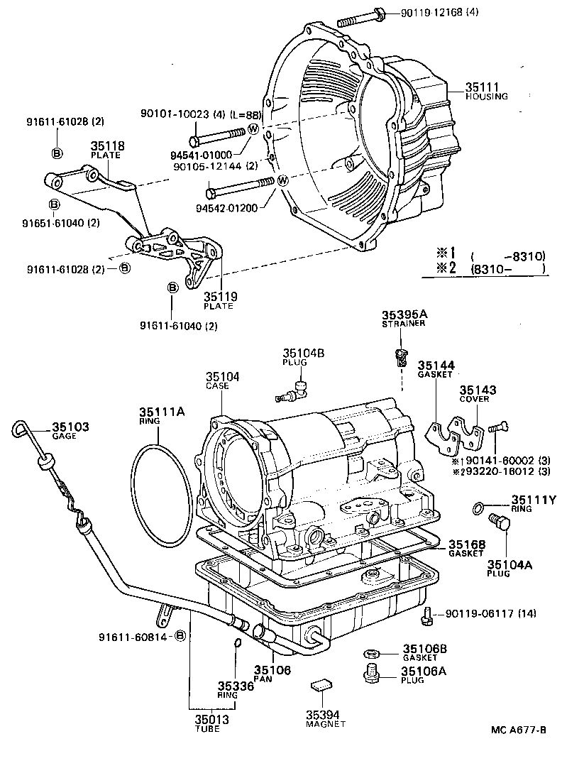 Caja de transmisión y cárter de aceite