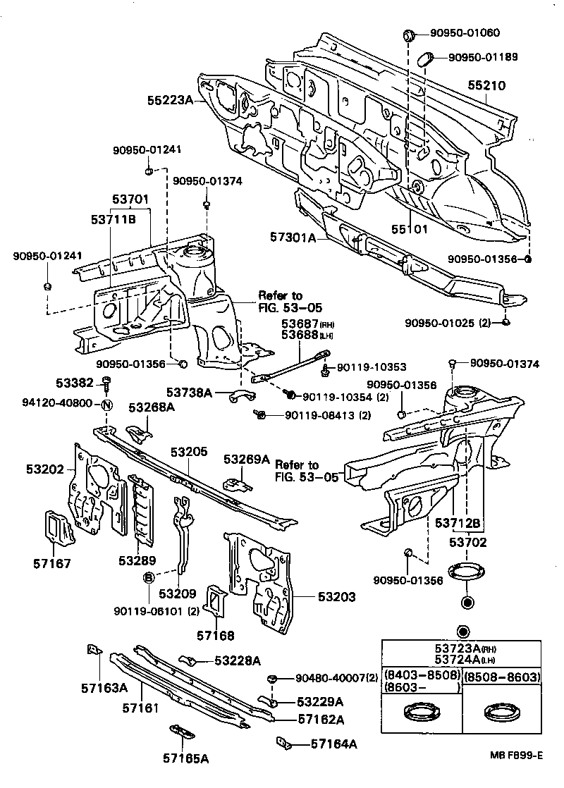 Front Fender Apron Dash Panel