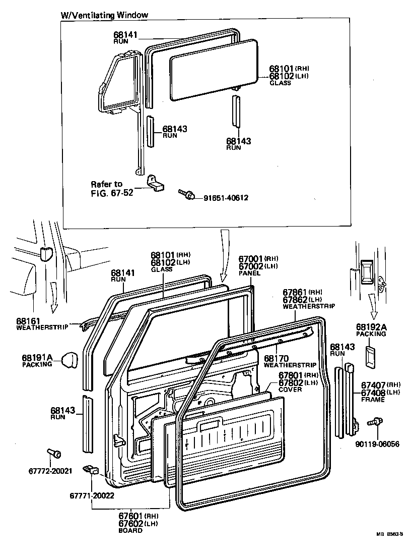 Panel de puerta delantera y vidrio