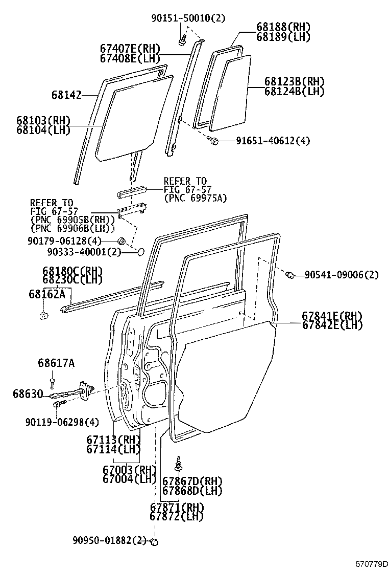 Panel de puerta trasera y vidrio