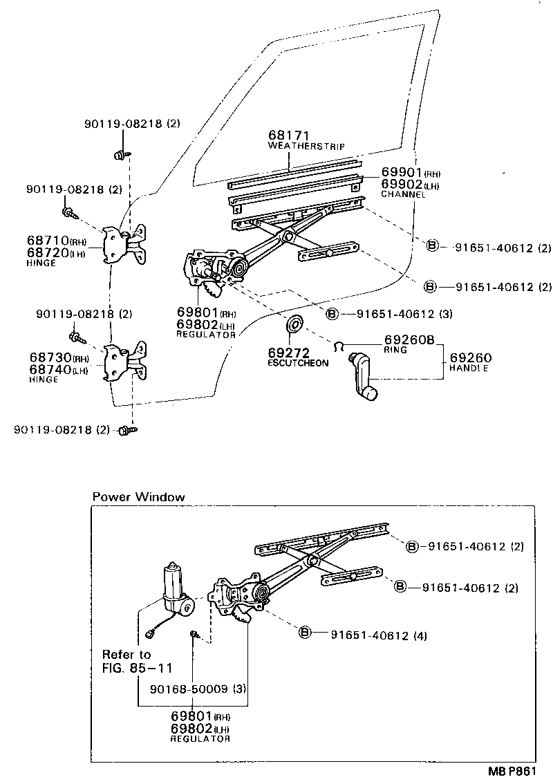 Front Door Window Regulator Hinge