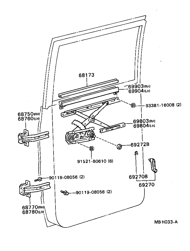 Rear Door Window Regulator Hinge