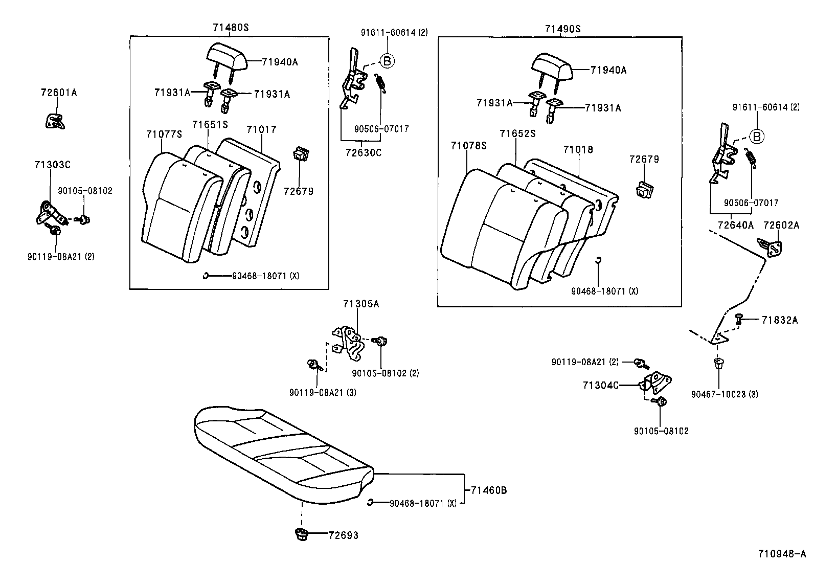 Asiento trasero y riel del asiento