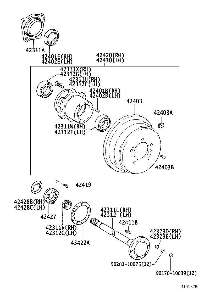 Buje del eje del eje trasero