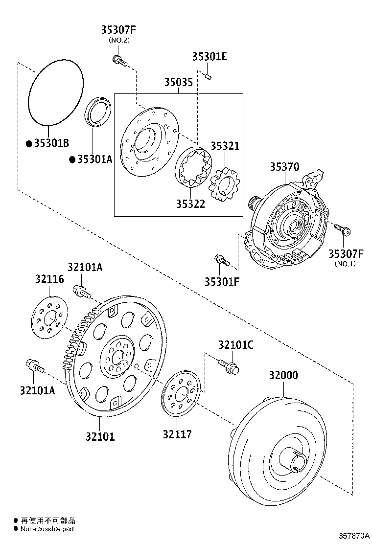 Torque Converter, Front Oil Pump & Chain