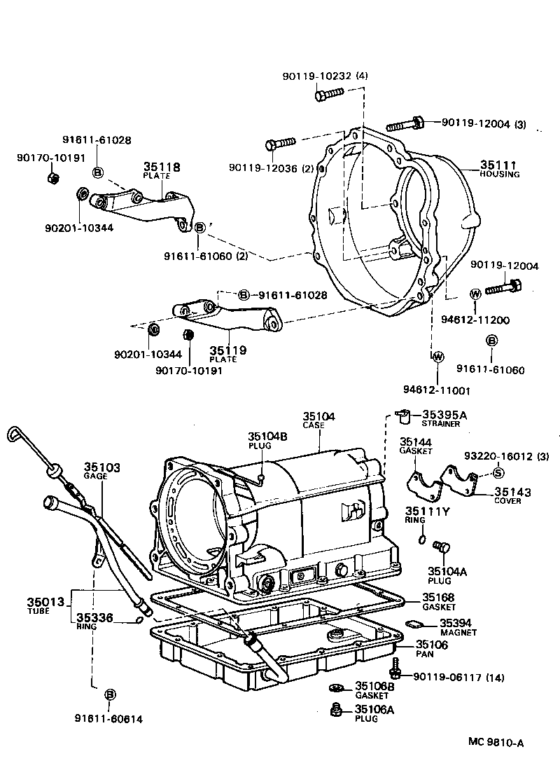 Caja de transmisión y cárter de aceite