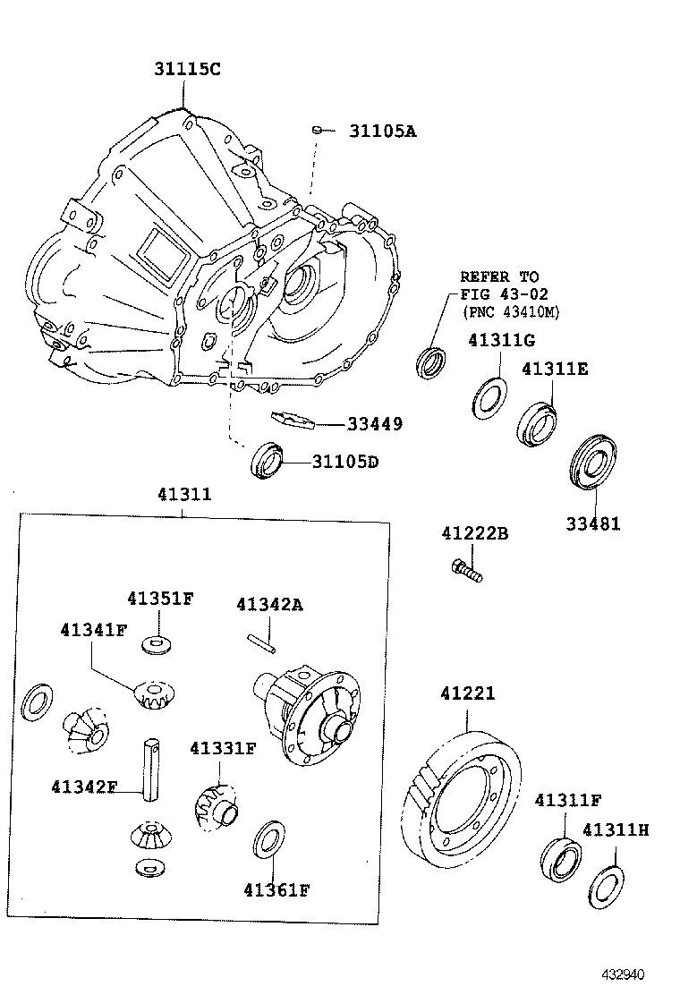 Carcasa del eje delantero y diferencial