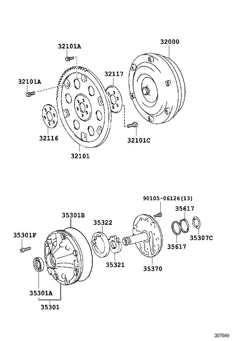 Torque Converter, Front Oil Pump & Chain