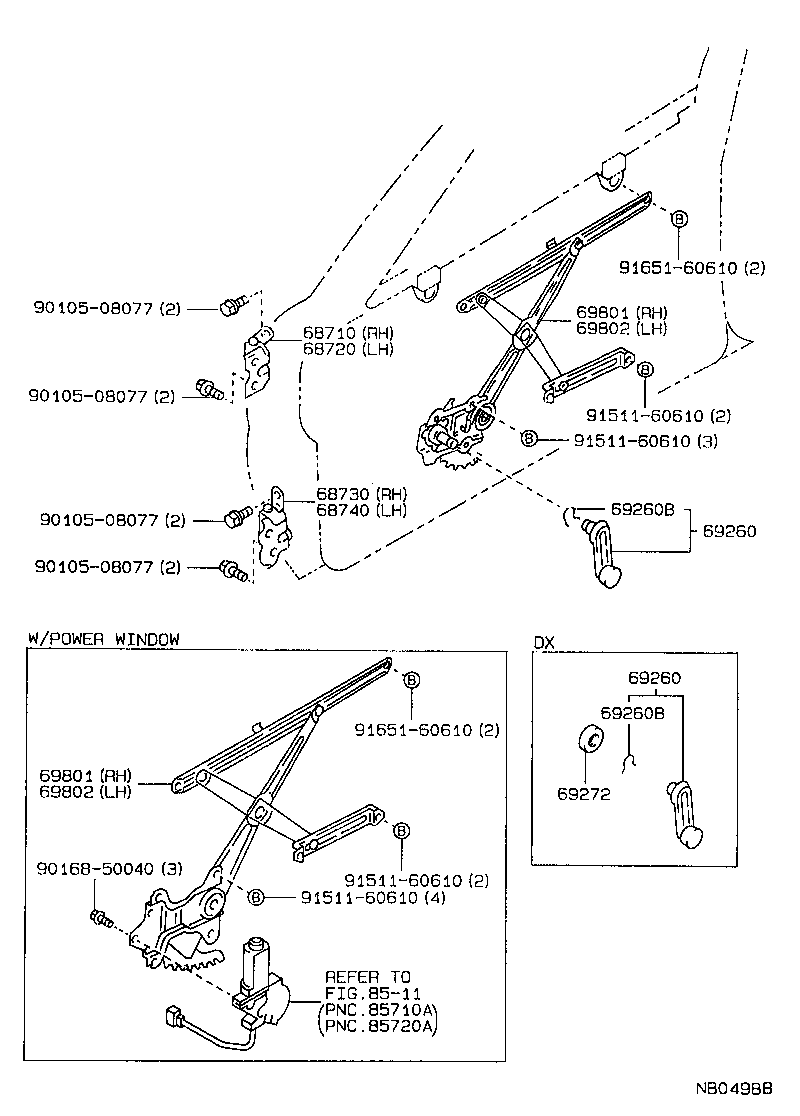 Front Door Window Regulator Hinge