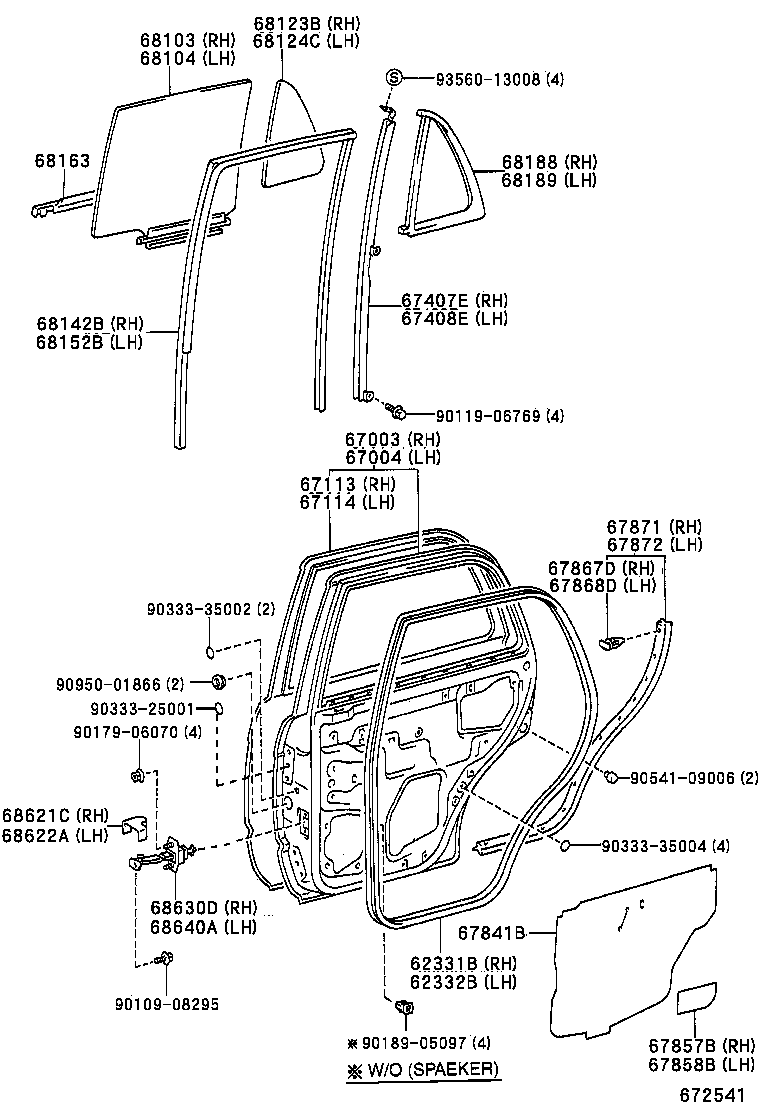 Panel de puerta trasera y vidrio