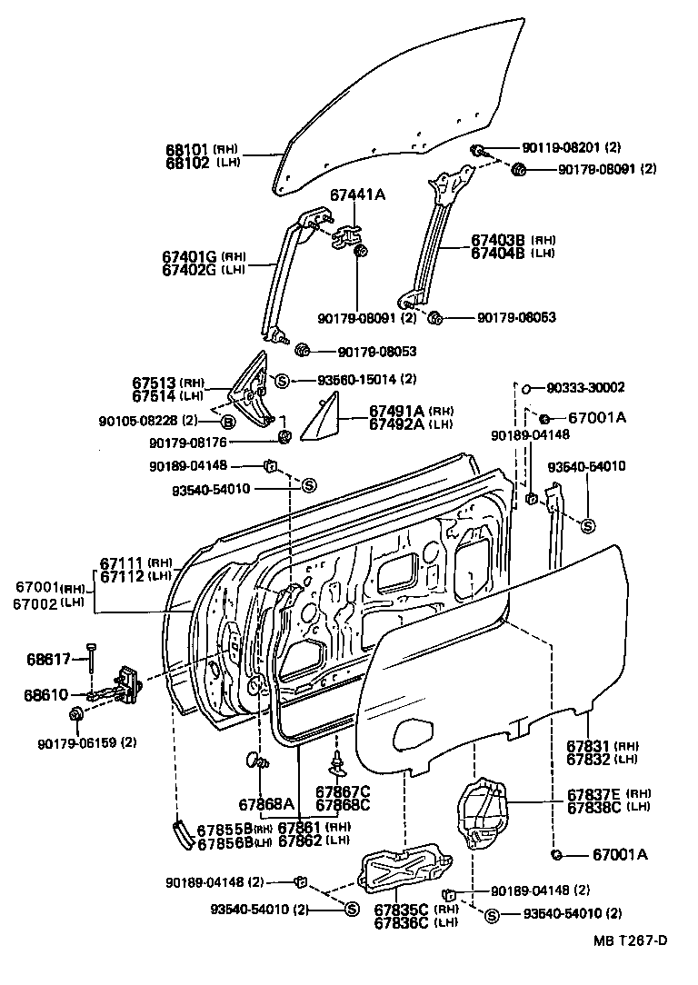 Panel de puerta delantera y vidrio