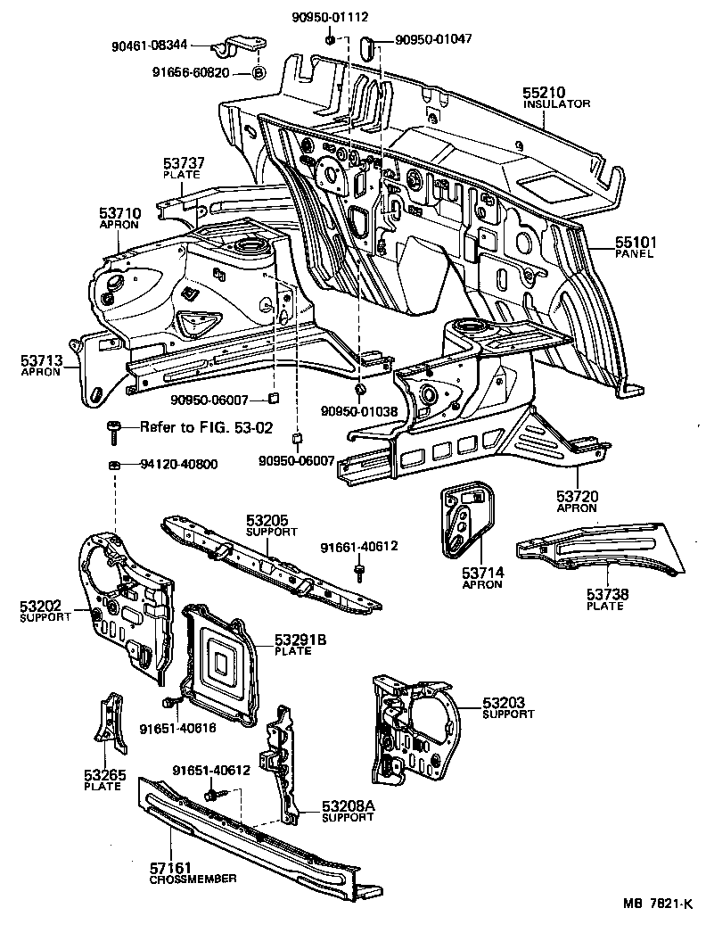 Front Fender Apron Dash Panel