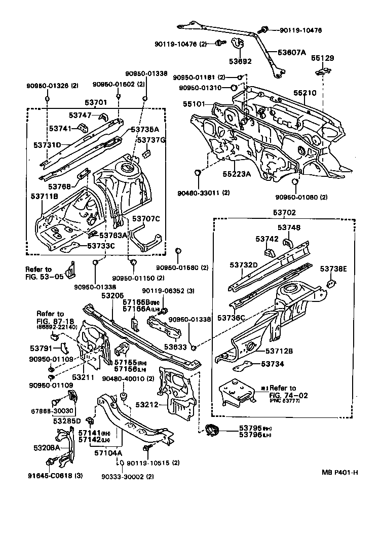 Front Fender Apron Dash Panel