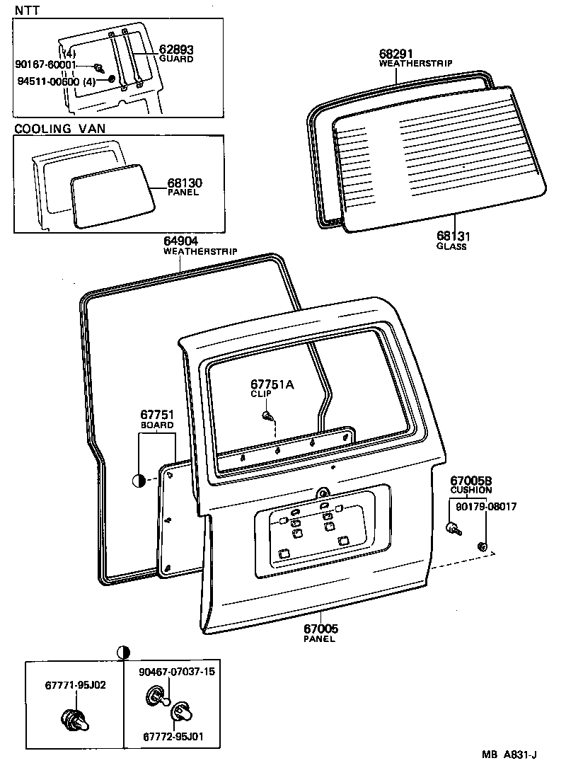 Vidrio del panel de la puerta trasera