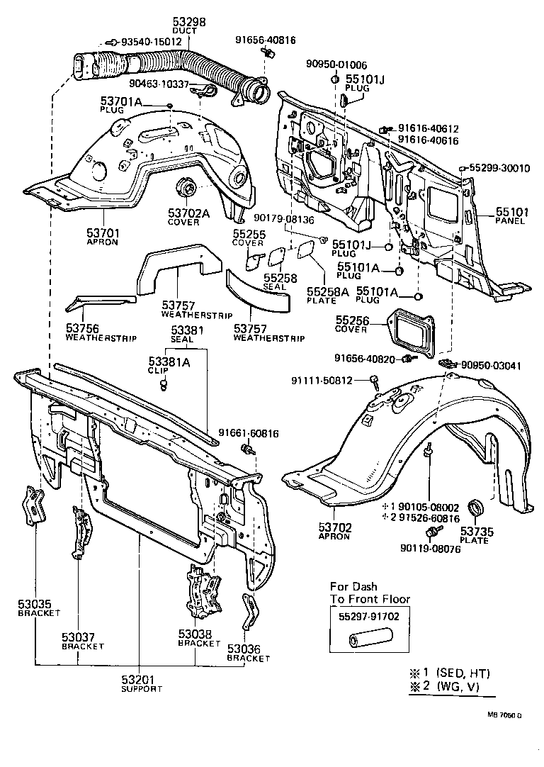 Front Fender Apron Dash Panel