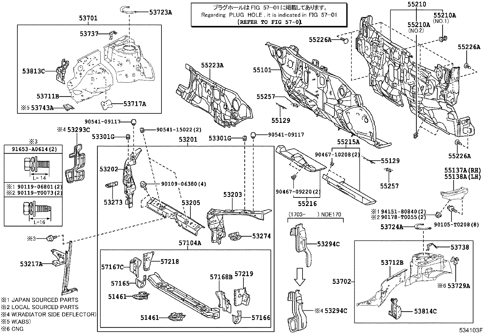 53205-02250 Support Sub-Assy, Radiator, Upper Toyota