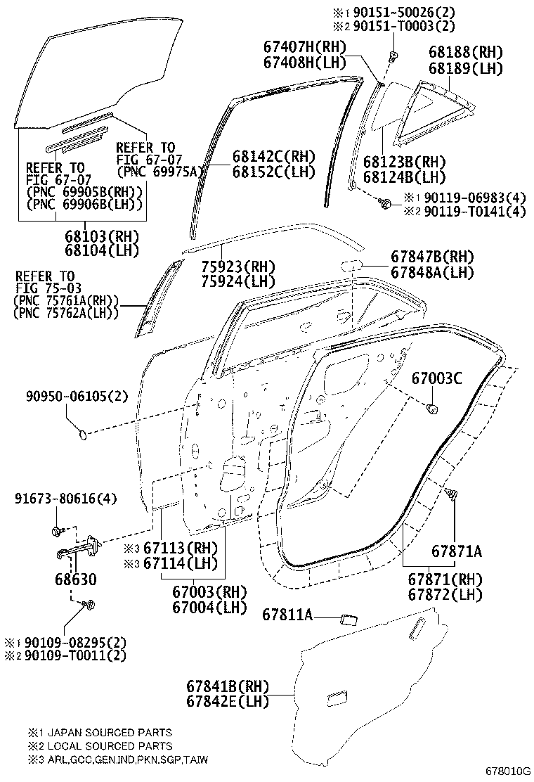 Panel de puerta trasera y vidrio
