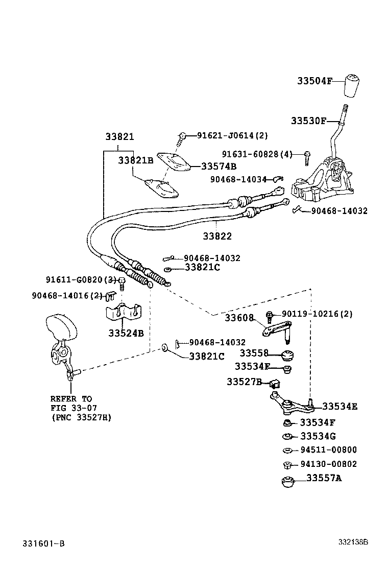 Palanca de cambios y retenedor