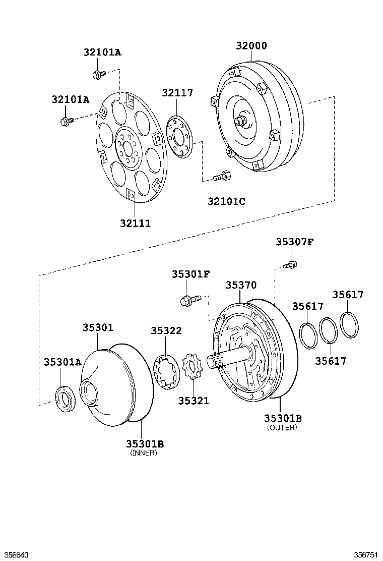 Torque Converter, Front Oil Pump & Chain