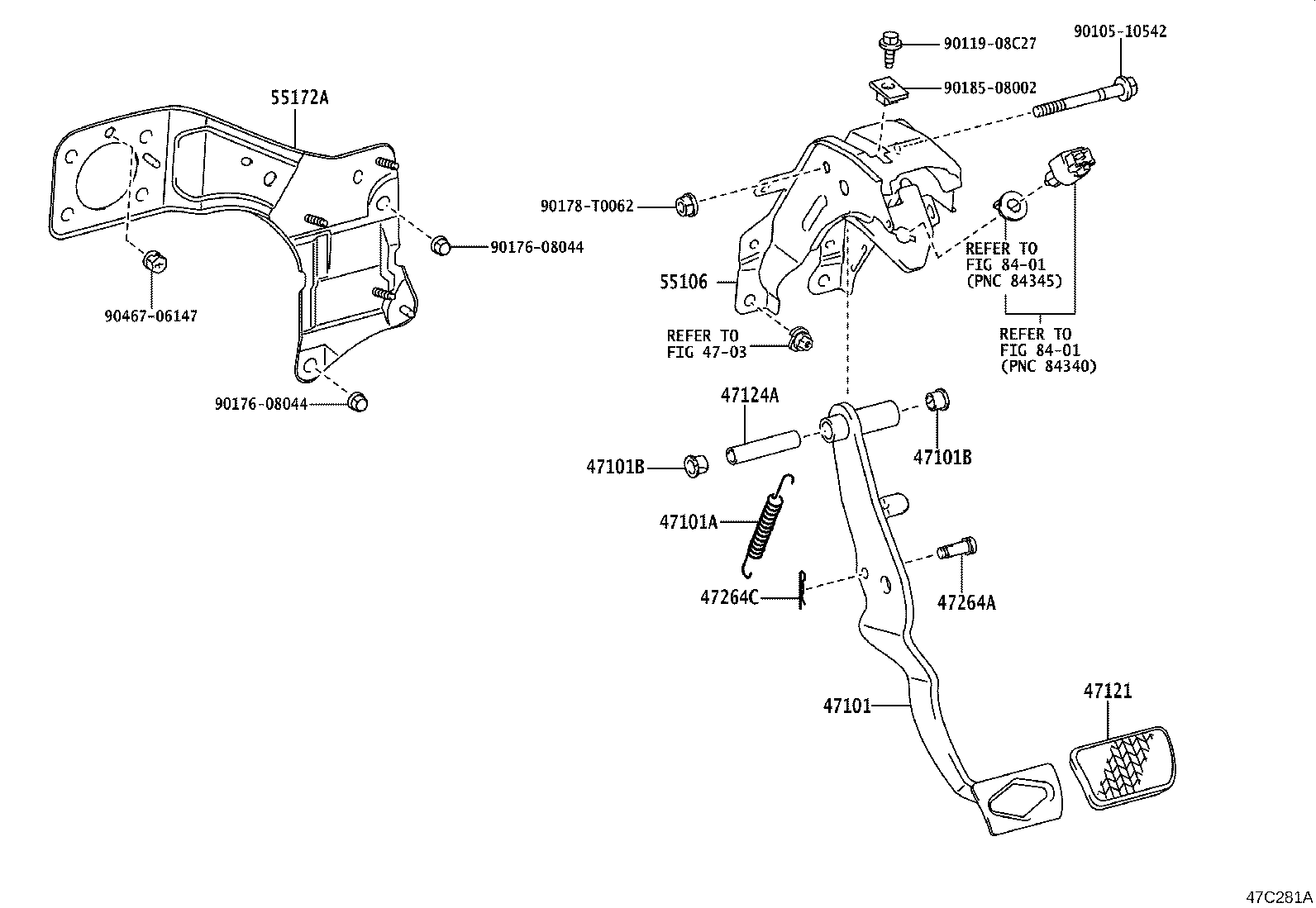 Pedal de freno y soporte