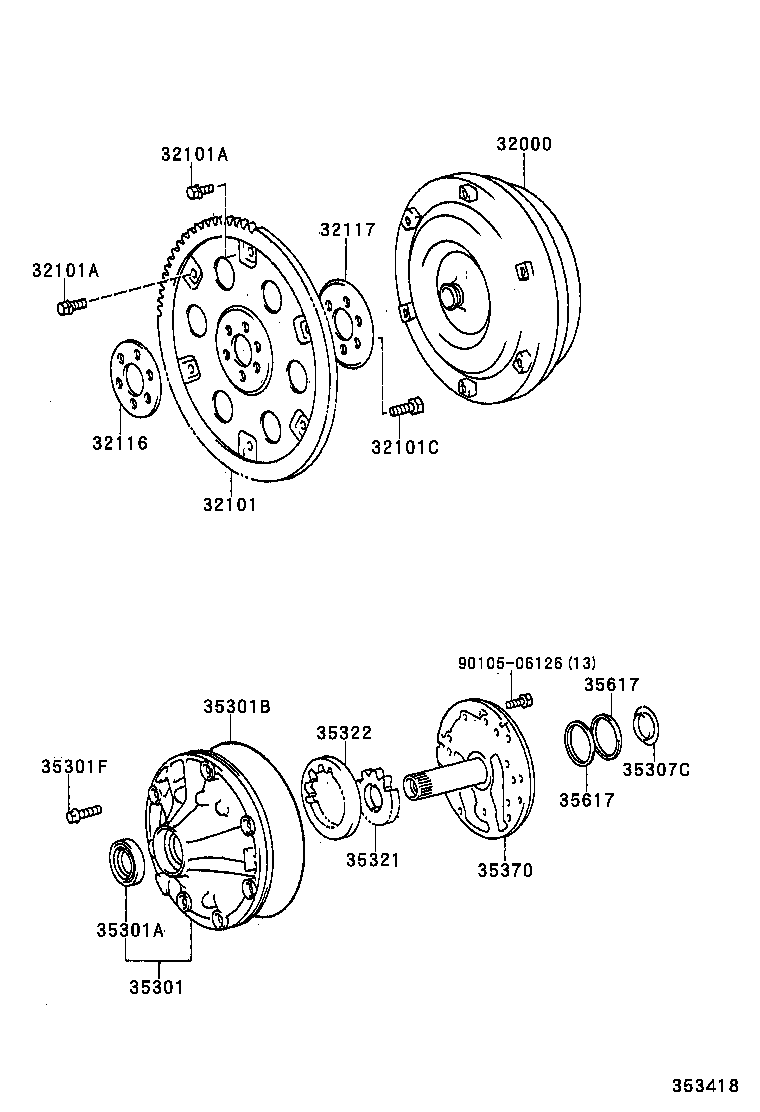 Torque Converter, Front Oil Pump & Chain