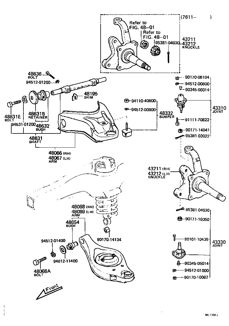 Muñón de dirección del brazo del eje delantero