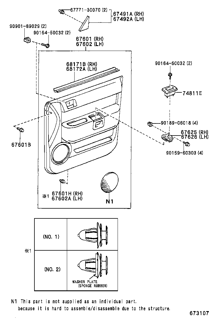 Panel de puerta delantera y vidrio