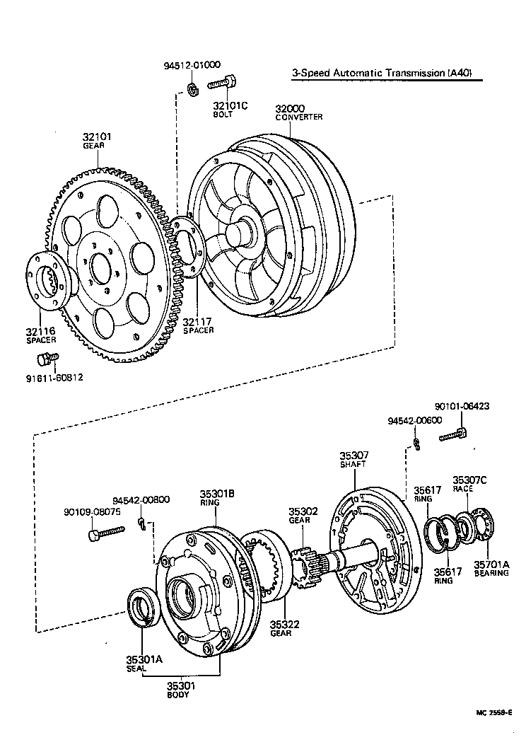 Torque Converter, Front Oil Pump & Chain
