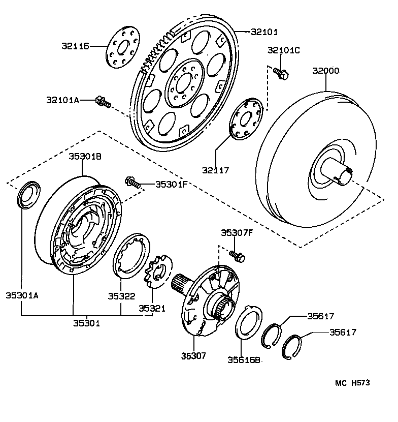 Torque Converter, Front Oil Pump & Chain