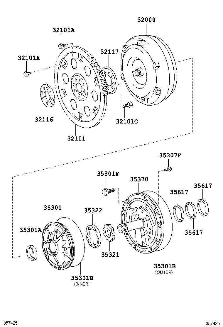 Torque Converter, Front Oil Pump & Chain
