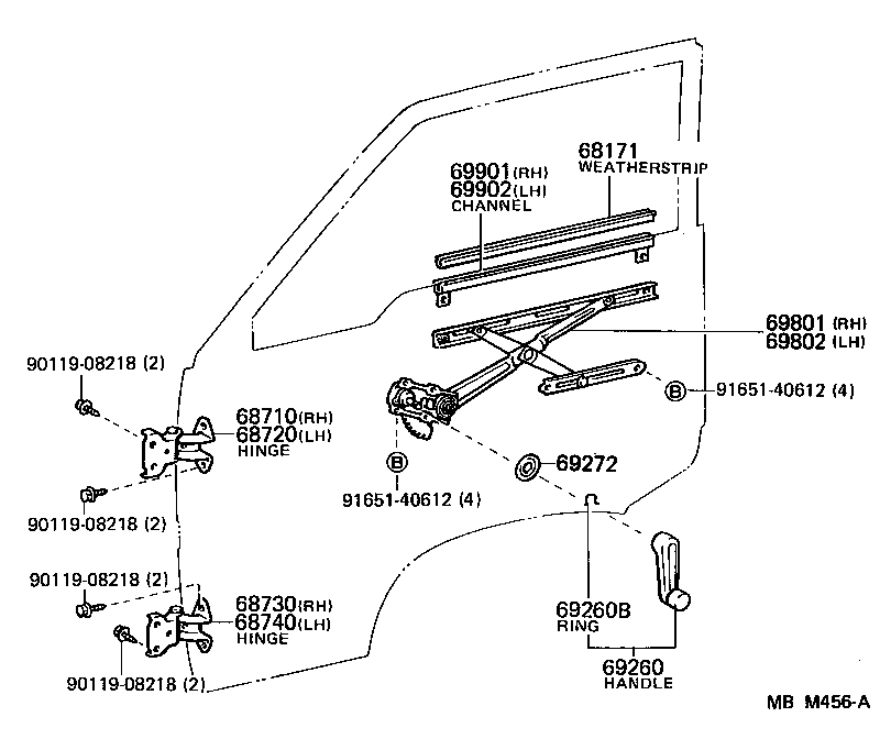 Front Door Window Regulator Hinge