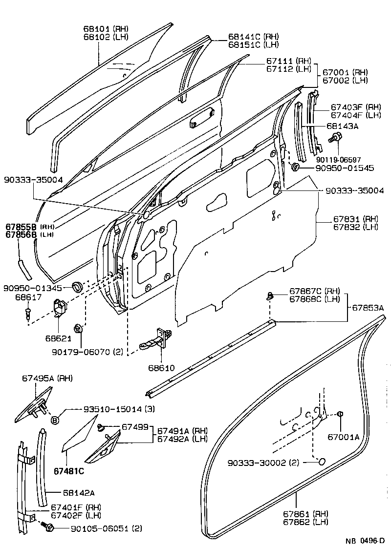 Panel de puerta delantera y vidrio