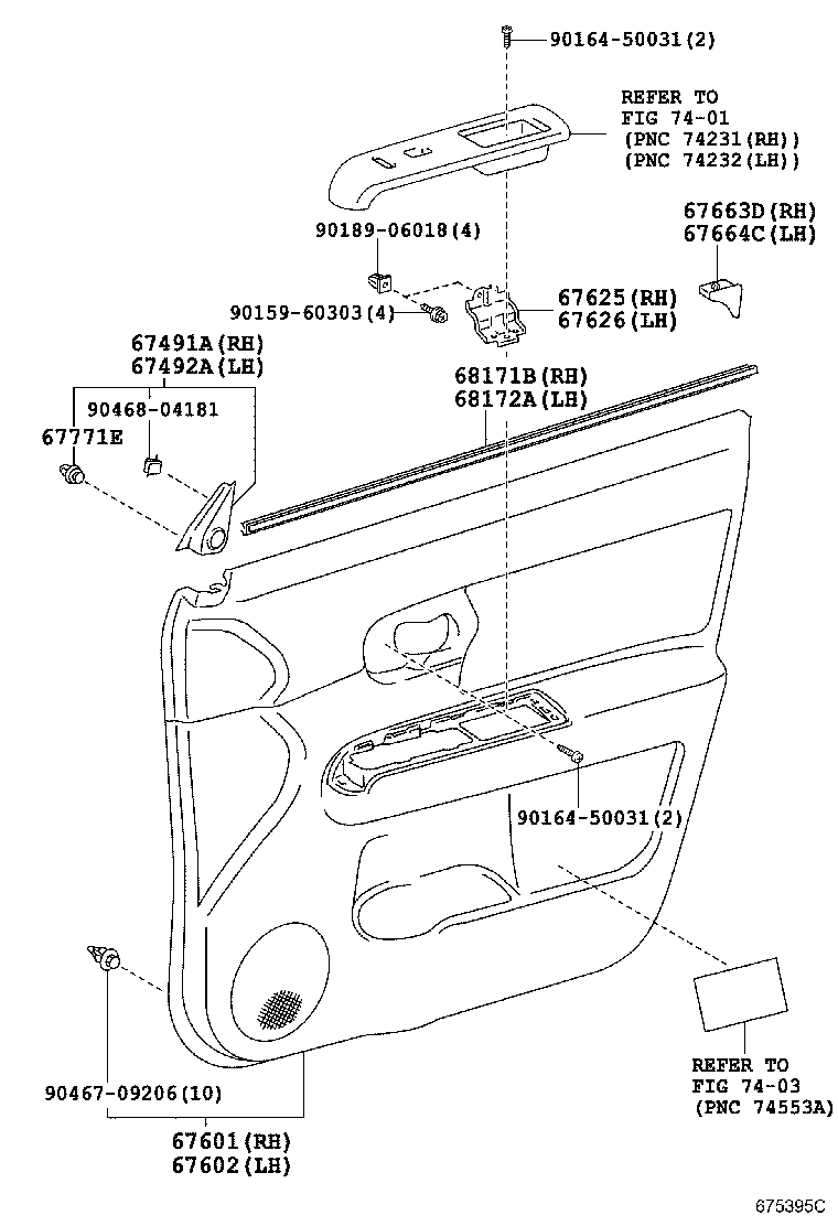 Panel de puerta delantera y vidrio