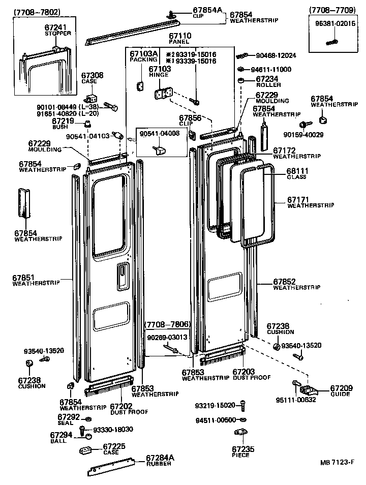 Vidrio del panel de la puerta central