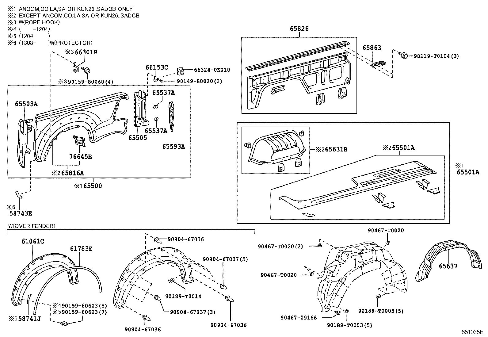 61681-0K928 Extension Sub-Assy, Rear Wheel Opening, No.1 Rh