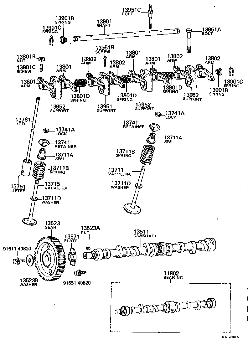 Árbol de levas y válvula