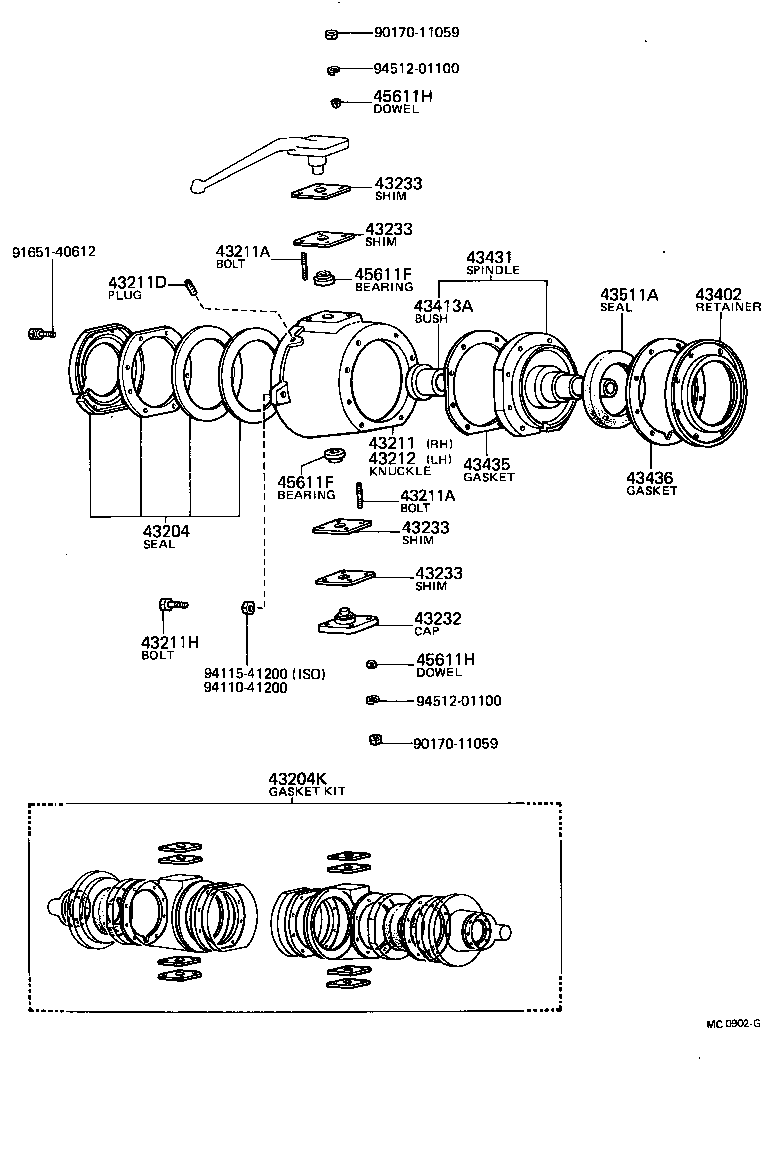 Muñón de dirección del brazo del eje delantero