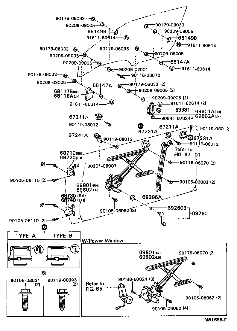 Front Door Window Regulator Hinge