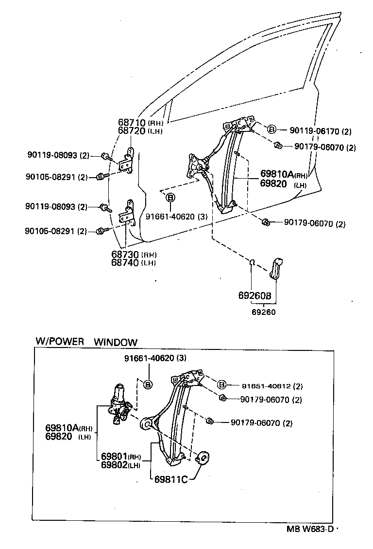 Front Door Window Regulator Hinge