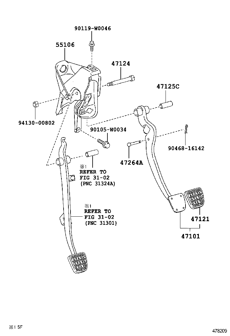 Pedal de freno y soporte